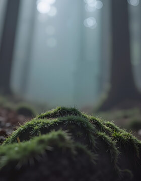 Mossy Carpet in a Misty Forest
