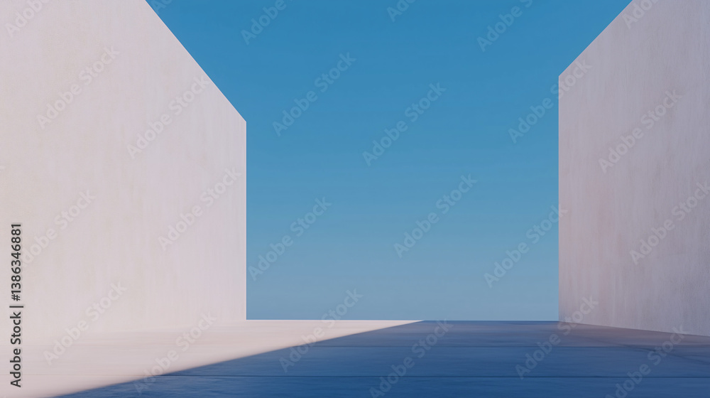Poster geometric tranquility: a minimalist architectural composition of clean lines and stark contrasts, fe