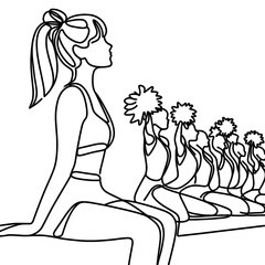 Fototapeta premium Cheerleader performing in line art style against a minimalistic background 