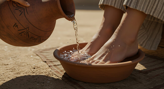 Foot washing — a symbol of humility and love on Holy Thursday.