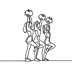 Fototapeta premium Cheerleaders performing in joyful line art illustration 