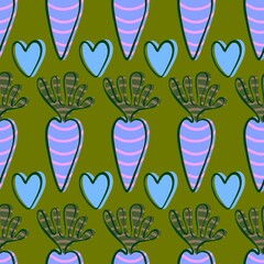 Summer vegetable seamless carrots pattern for wrapping paper and fabrics and kids clothes print and kitchen textiles