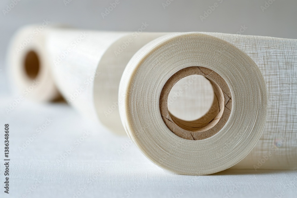 Aufkleber white decorative tape with a textured design lies elegantly on a light surface, showcasing its intri
