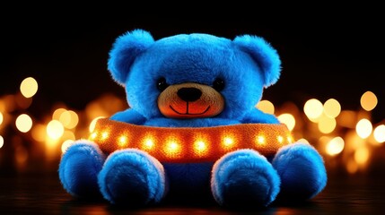 Blue Teddy Bear with Lights