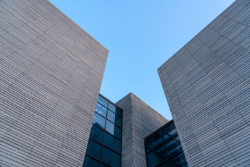 Stunning Modern Architecture with Clear Blue Sky and Geometric Lines
