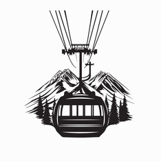 Gondola Lift Cable Car image vector isolated on white background.