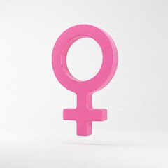 Feminist Pink Symbol Isolated on White Background with Copy Space