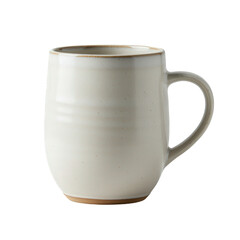 Tall Ceramic Mug with Brown Rim and Subtle Texture.