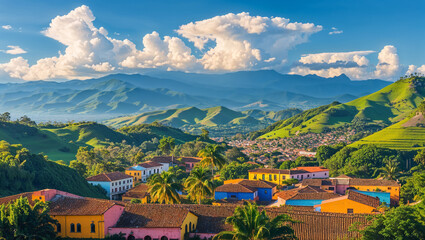 Fototapeta premium panorama of the beautiful city of Salento Colombia