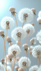 Obraz premium Serene Dandelions: A Symphony of White and Light