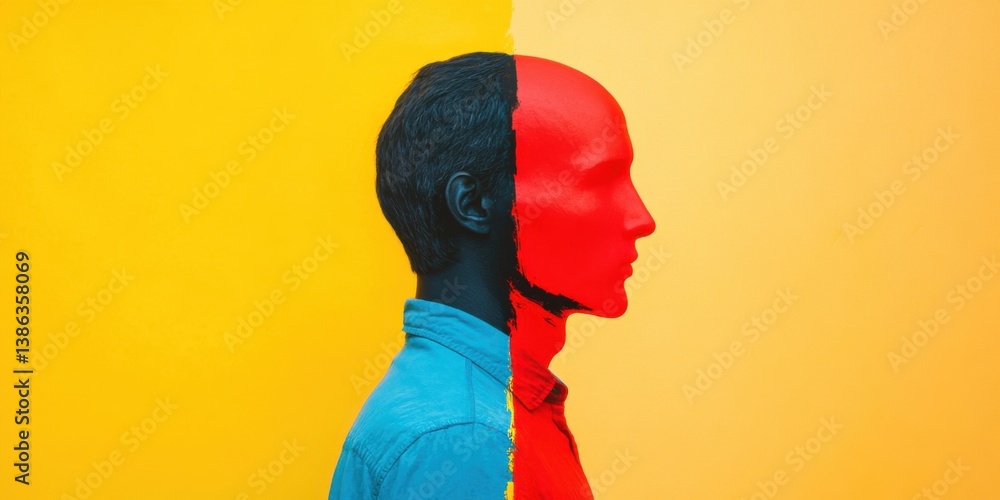 Wall mural the dynamic profile beautifully contrasts with a colorful and vibrant background setting