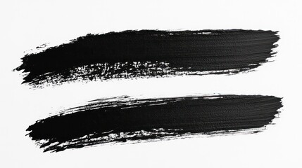 Artistic Black Spray Paint Stripes: Close-Up View of Three Lines Isolated on White Background