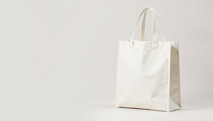 White cotton shopping bag with long handles, isolated , blank, cotton, mockup