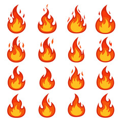 Burning with Intensity: A dynamic display of sixteen individual flames, each flickering with unique character, painted in fiery hues of red and orange.