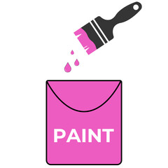Paint bucket with brush pink vector icon 
Vector pink paint icon
