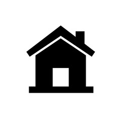 Home Icon: A simple, modern black house icon, representing home, housing, and residential concepts, perfect for illustrating real estate, family, and security themes.