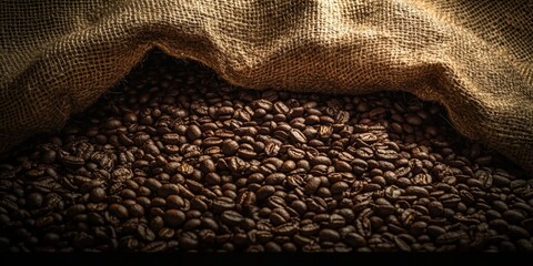 a bag of coffee beans with a sack full of coffee beans 