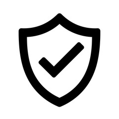 Protective Assurance: A stylized emblem of security, with a bold shield and a confident checkmark, symbolizes safety, validation, and strength.