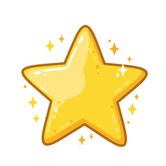Fototapeta premium Radiant Star: An illustrated image of a shining star radiates with a bright, golden glow and accompanying sparkles, perfect for conveying concepts of achievement and excellence.