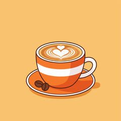 Artisan Coffee: A vibrant illustration of an exquisite latte art, the image evokes warmth, inviting a moment of serenity and savoring the perfect cup.