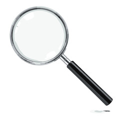 Magnifying Glass for Detailed Analysis: A pristine magnifying glass, its polished metal and clear glass lens ready for detailed examination.