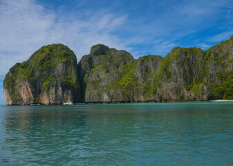 Maya bay with turqoise water in Phi phi islands Krabi Thailand
