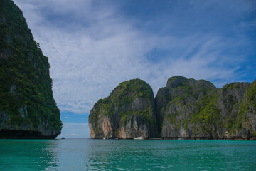 Maya bay with turqoise water in Phi phi islands Krabi Thailand