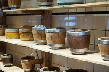 Cow's milk cheese production process at cheese factory in North Holland, The Netherlands, Dutch chees farm