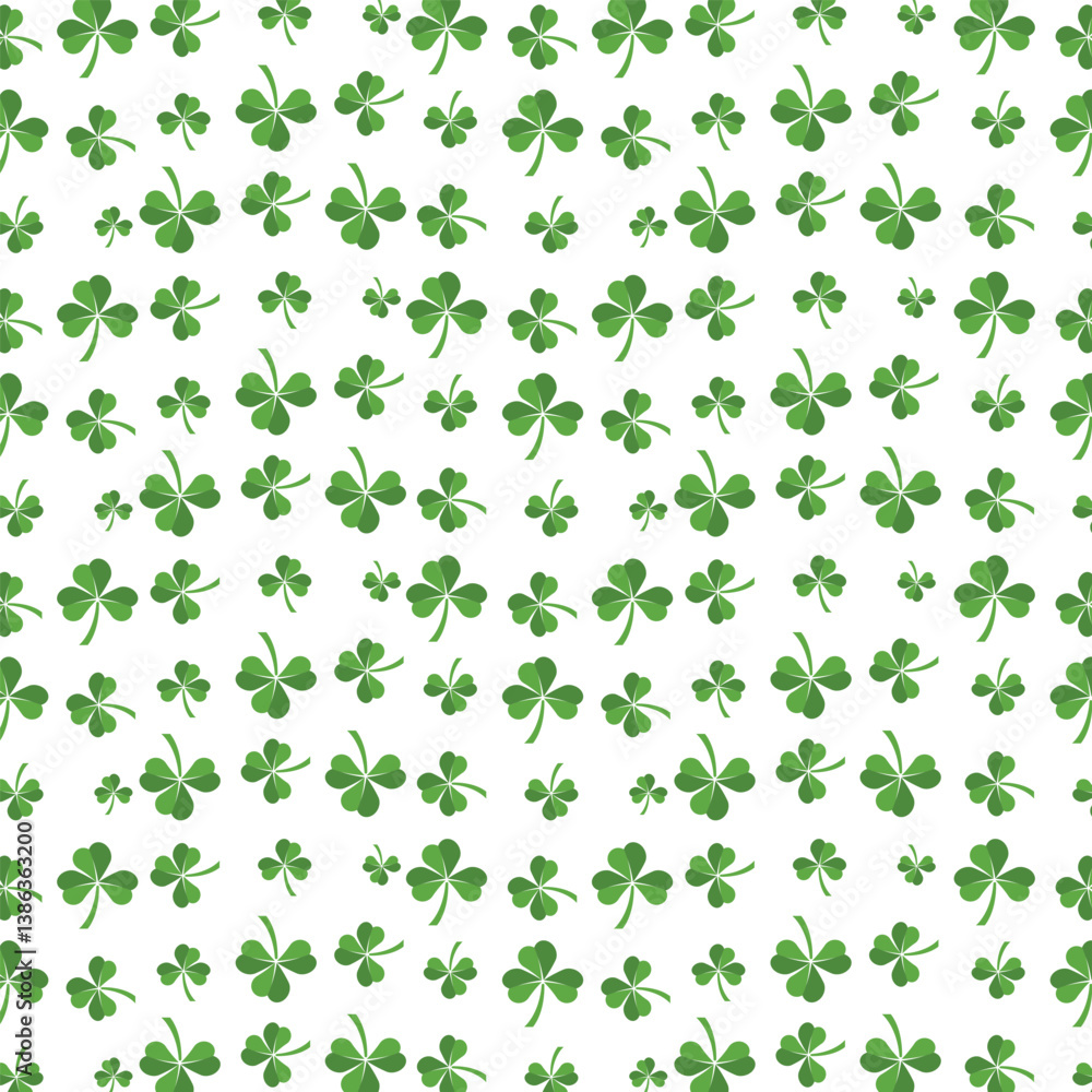 Poster seamless pattern with three leaf clover background vector design.