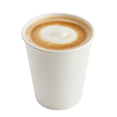 Smooth foam swirl on aromatic coffee in a to-go cup.