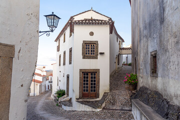 Street of the beautiful medieval village of Marvao, in the Alentejo region of Portugal in a sunny day.