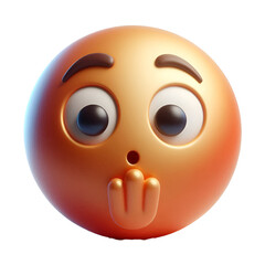 Hushed or surprised face three-dimensional emoji isolated on white background