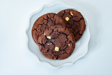 American sweet dessert soft dark and white chocolate cookies