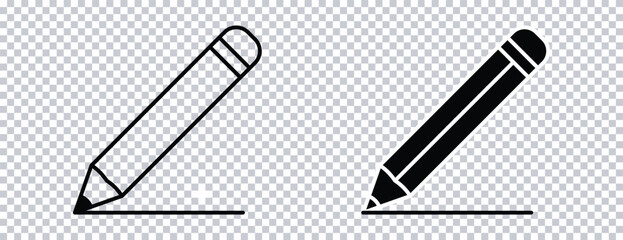 Edit Pencil Icon – Writing, Drawing, and Editing Symbol Outline and Solid.