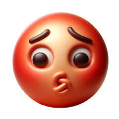 Hushed or surprised face three-dimensional emoji isolated on white background