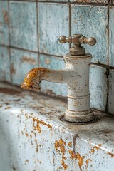 Rustic Charm: A Weathered Vintage Faucet