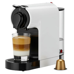 Modern Coffee Machine Brews a Layered Latte.
