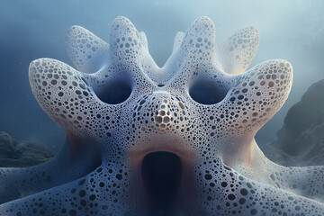 Abstract Marine Structure: An intriguing, intricately detailed structure submerged in the deep ocean, offering a glimpse into the wonders and mysteries of the underwater world.
