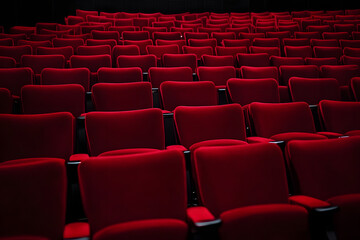 Fototapeta premium Velvet red empty seats in a theater.