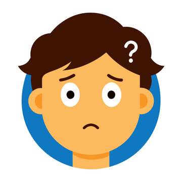 recommend clip art: Confused Boy Face Icon with Question Mark Flat Vector Illustration
                    
                    