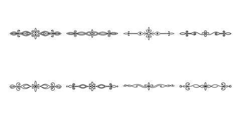 Decorative line divider. Collection of vector calligraphic objects for wedding invitation, greeting card and certificate design. Lines, borders, swirls and divider in retro classic style