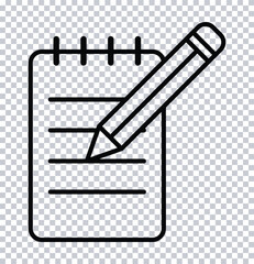 Notepad with Pencil Icon – Outline Vector for Note Taking and Writing

