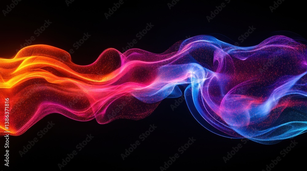 Leinwandbilder Vibrant swirling colors create an ethereal effect in a dark setting, showcasing a blend of blue and orange hues that flow elegantly in an abstract design
