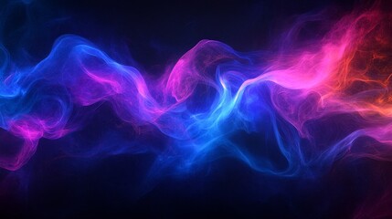 Fototapeta premium Vibrant abstract waves of blue and pink light on dark background
