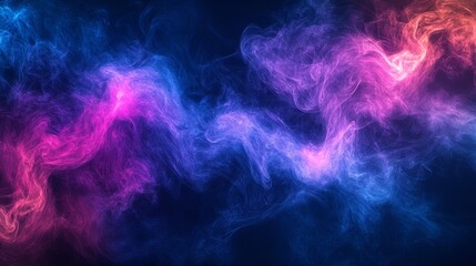 Fototapeta premium Vibrant swirling nebula of pink and blue smoke on dark background