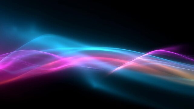 Colorful abstract light waves on dark background