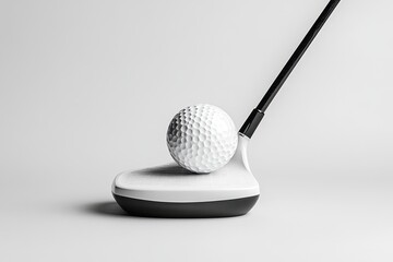 Golf club strikes a white golf ball resting on a practice mat in an indoor setting with a smooth surface and minimal distractions
