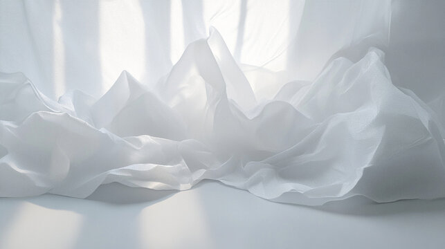 Plain white tissue crumpled softly on a clean white