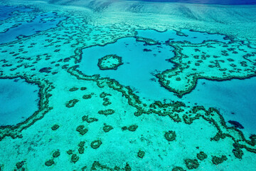 The heart reef, Aerial view of part of the Great Barrier Reef, the world's largest coral reef...