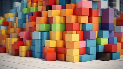 A photo of a colorful stack of building blocks.